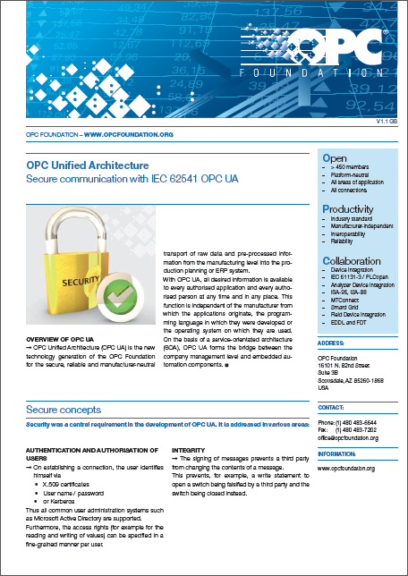 OPC Unified Architecture Folleto de Seguridad